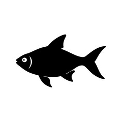 black skirt tetra fish icon, black skirt tetra fish line art - simple line art of black skirt tetra fish, perfect for black skirt tetra fish logos and icons