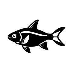 ember tetra fish icon, ember tetra fish line art - simple line art of ember tetra fish, perfect for ember tetra fish logos and icons