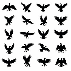 collection of eagle silhouettes in various poses