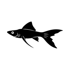 swordtail fish icon, swordtail fish line art - simple line art of swordtail fish, perfect for swordtail fish logos and icons