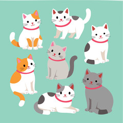 Obraz premium six charming cats in various poses and colors