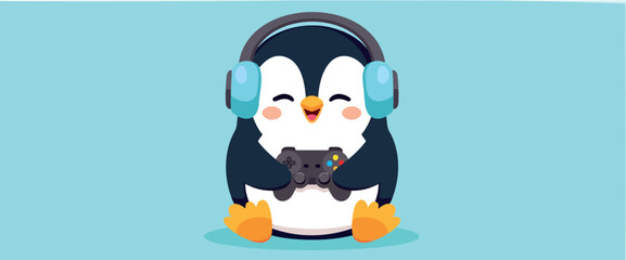 playful penguin cartoon character enjoying games