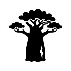 baobab tree icon, baobab tree line art - simple line art of baobab tree, perfect for baobab tree logos and icons