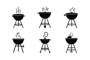bbq grill smoke vector art silhouette