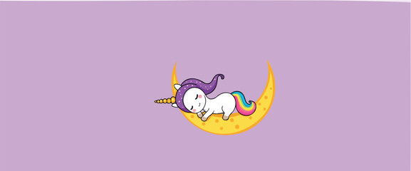 peaceful unicorn sleeps soundly on a yellow moon.