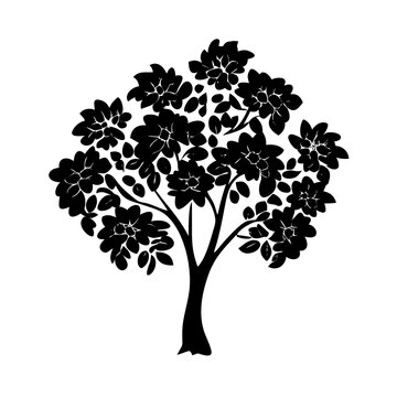 recommend clip art: dogwood tree icon, dogwood tree line art - simple line art of dogwood tree, perfect for dogwood tree logos and icons