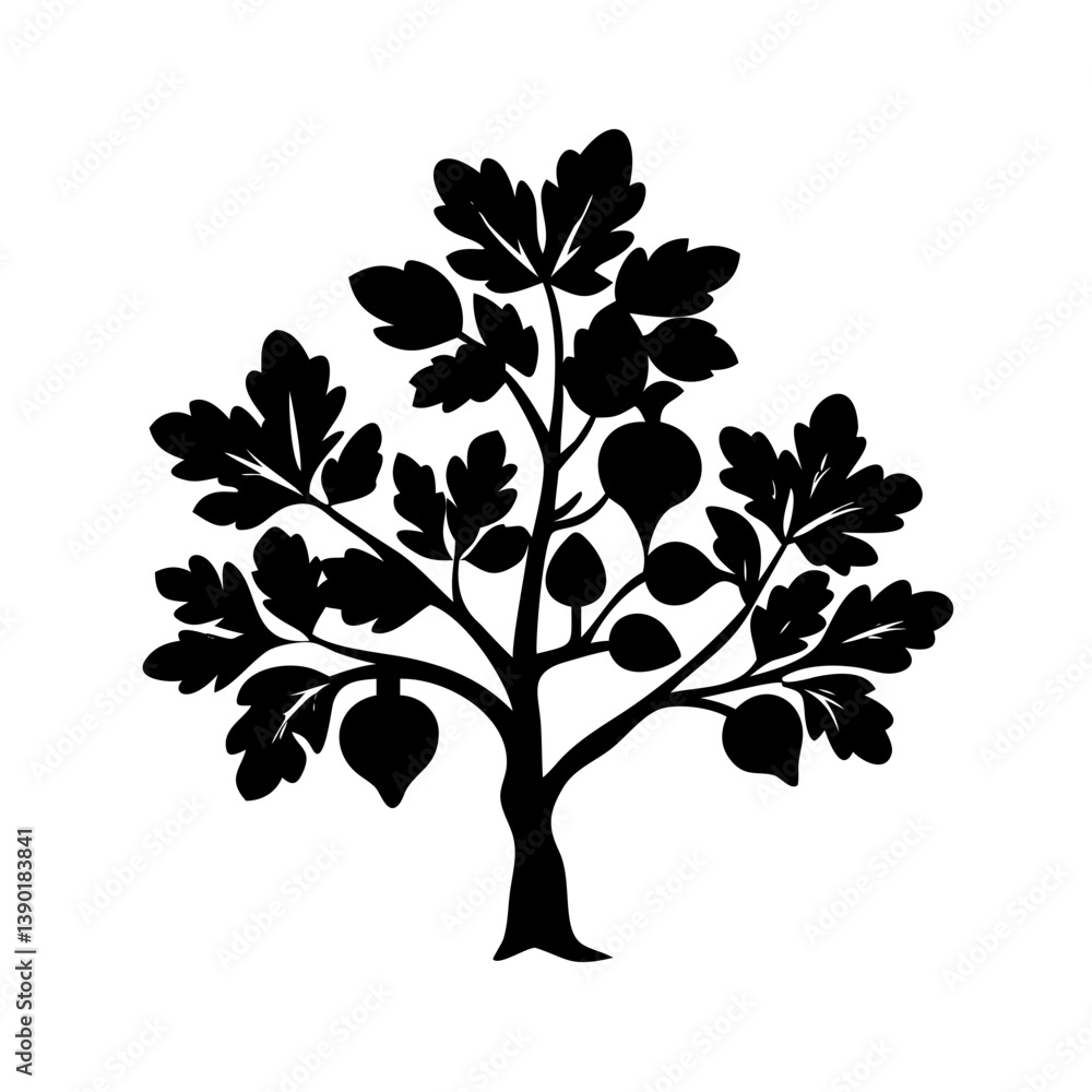 Aufkleber fig tree icon, fig tree line art - simple line art of fig tree, perfect for fig tree logos and icons