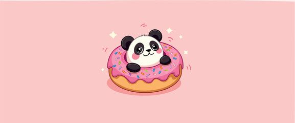 adorable panda inside a pink donut