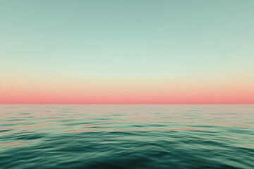 Obraz premium Soft gradient sky meets tranquil ocean waves, creating serene at