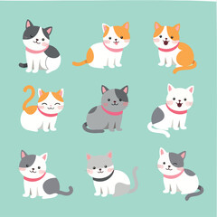 nine adorable kittens in various poses showing different colors and