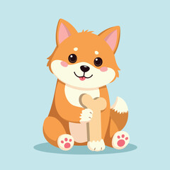 adorable puppy holding bone