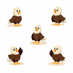 five cheerful cartoon eagle illustrations