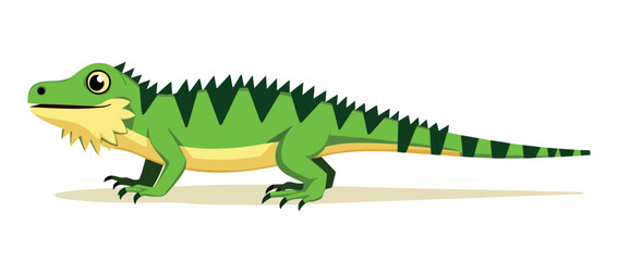 friendly green cartoon iguana