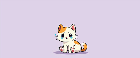 of a sad cartoon kitten crying