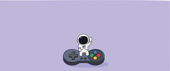 friendly astronaut sitting on a colorful game controller