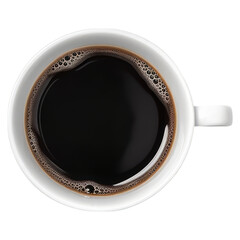 Aromatic Black Coffee in a White Mug: An overhead view captures a close-up of a pristine white mug brimming with dark, aromatic black coffee, its rich essence ready to invigorate the senses.
