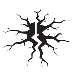 Ground split fracture line. Wall crack Vector Black silhouettes, earthquake effect. Fissure top view, surface damage and holes racy vector elements. with white background