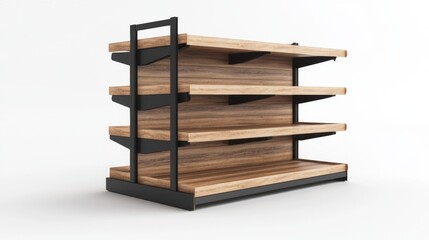 Modern Wooden Retail Display Shelves for Grocery Store Products and Merchandise Showcase