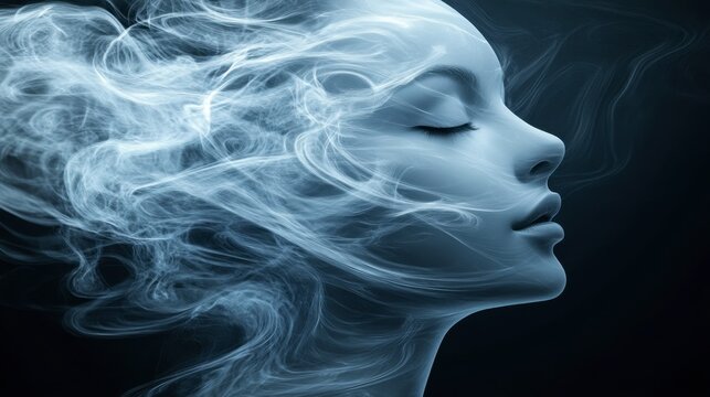 Abstract face with waves flowing through, symbolizing emotional fluidity