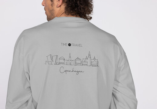 Back View of a Simple Pullover Sweater for mockup Design