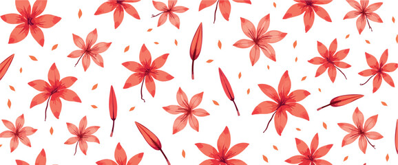 watercolor-style coral lily flower on white