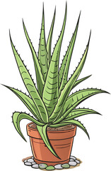 Vector Illustration of Aloe Vera Plant - Perfect for Botanical and Home Decor Designs