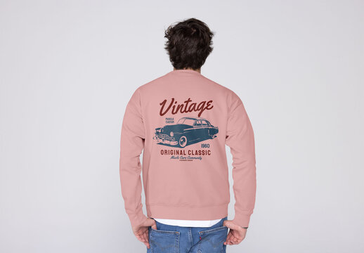 Stylish Pullover Sweater Back View Mockup Design