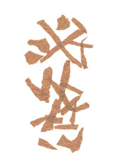 Torn brown paper scraps randomly scattered on transparent background. Rough texture and natural irregular edges