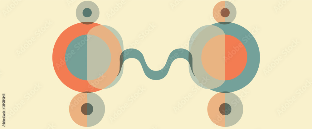 Aufkleber abstract depicting connection through overlapping circles and a flowing