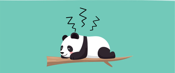 adorable panda bear napping peacefully on tree branch © Rysak