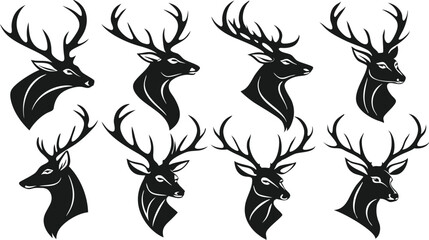 Naklejka premium Set of Deer Vector illustration silhouette image 