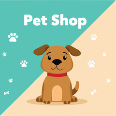 friendly brown puppy sitting: pet shop