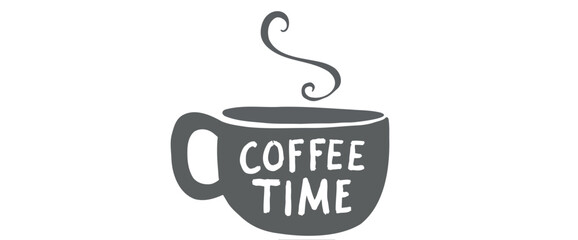 gray mug with coffee time and