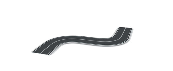 two-lane asphalt road gracefully curves to the right