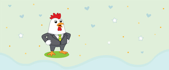 confident rooster in suit and tie