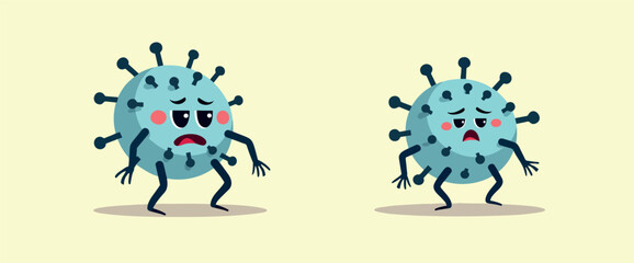 two sad cartoon virus characters