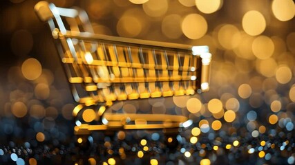 Golden Shopping Cart: Capturing the allure of retail therapy with a golden shopping cart in an artistic blur, the image evokes a sense of indulgence, luxury, and the thrill of acquiring desired goods.
