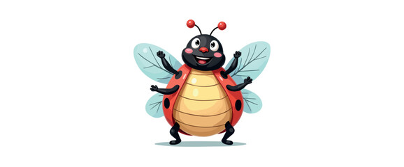cheerful cartoon ladybug with outstretched arms expressing joy and playfulness