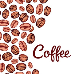 scattered coffee beans with a warm and energetic vibe