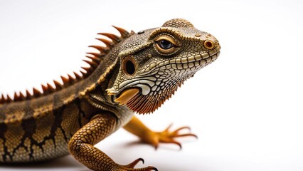Obraz premium Bearded Dragon Portrait Close Up Isolated on White Background