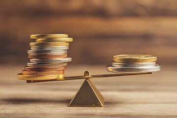 A Golden Scale Balancing Unequal Stacks of Currency