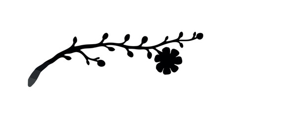 black silhouette of a flowery branch