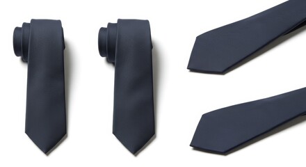 Four elegant pratt knot navy ties showcasing style against a clean white backdrop