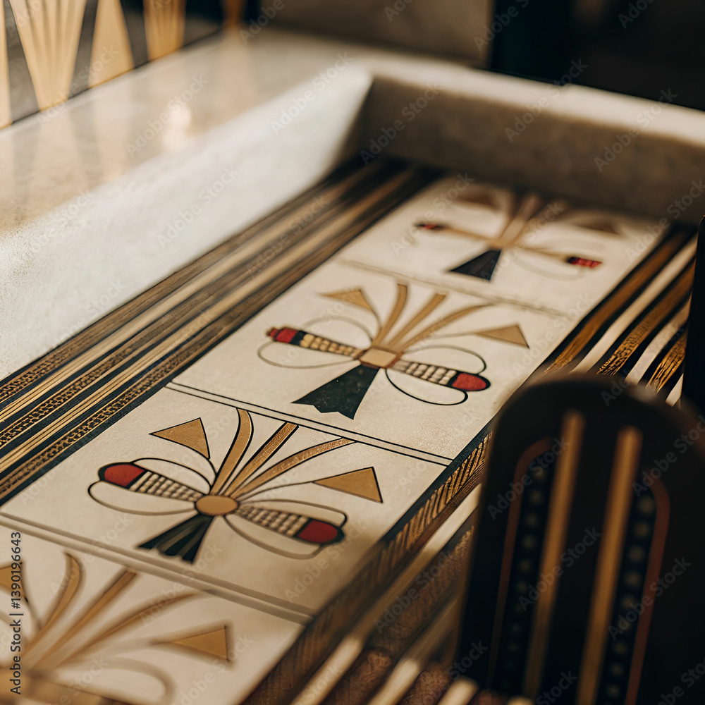 Fototapete a minimalist egyptian-inspired pattern with simple geometric shapes, hieroglyphic symbols, and subtl