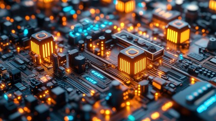 Obraz premium Circuit board city