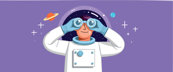 astronaut peers through binoculars at the cosmos captivated by the beauty of the © Rysak