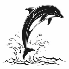 Dolphin vector silhouette black design white background