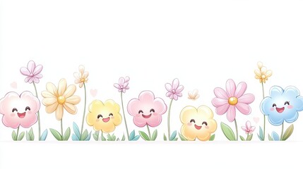 Floral Cartoon Smiling Field