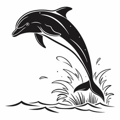 Dolphin vector silhouette black design white background