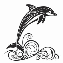 Dolphin vector silhouette black design white background